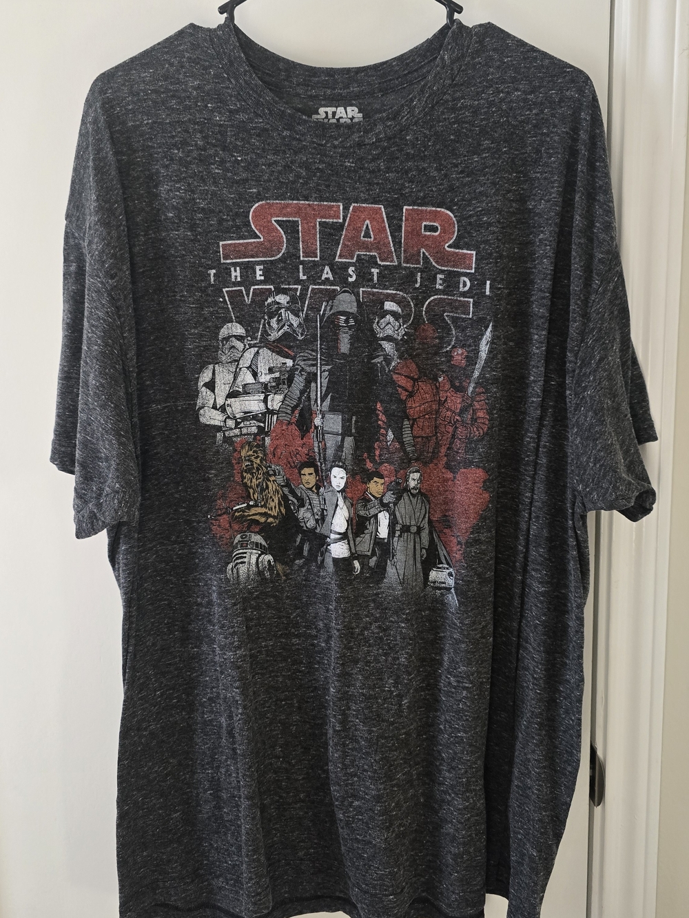 Star Wars Men's Short Sleeve Graphic Tee - Charcoal with Red and White Print